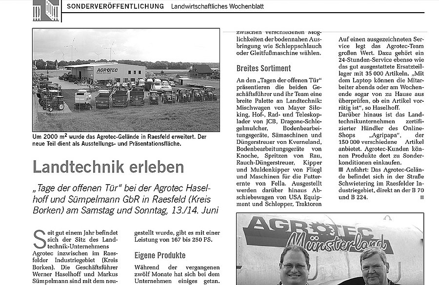 Sonderveröffentlichung im Landwirtschaftlichen Wochenblatt